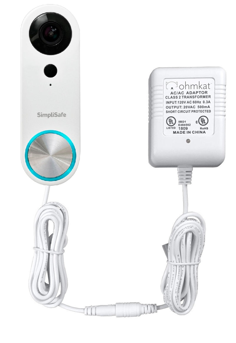 OhmKat Video Doorbell Power Supply - Compatible with SimpliSafe Pro Smart Wi-Fi Video Doorbell
