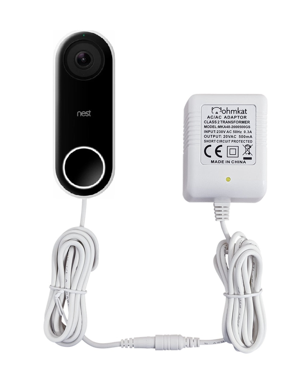 Google Nest Doorbell ＋ 保護カバー＋電源アダプター OhmKat Video Doorbell Power Supply- Compatible with Nest