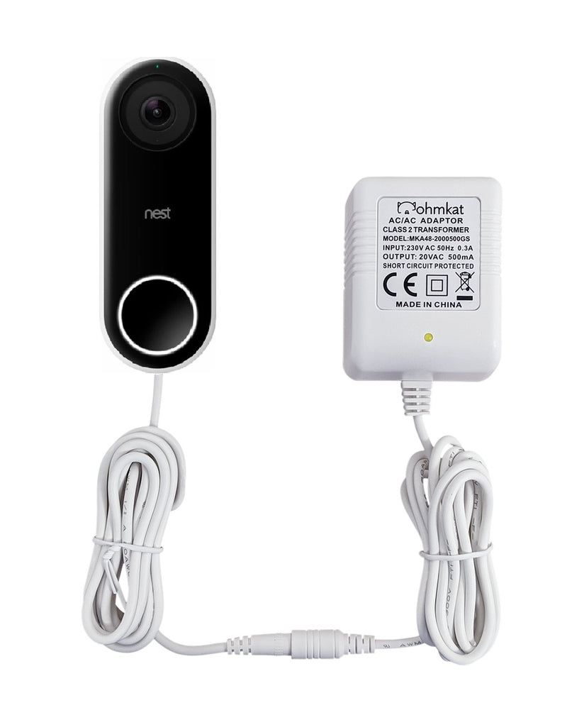 OhmKat Video Doorbell Power Supply - Compatible with Nest (All Generations Including Hello, Gen 2, Battery(when wired))