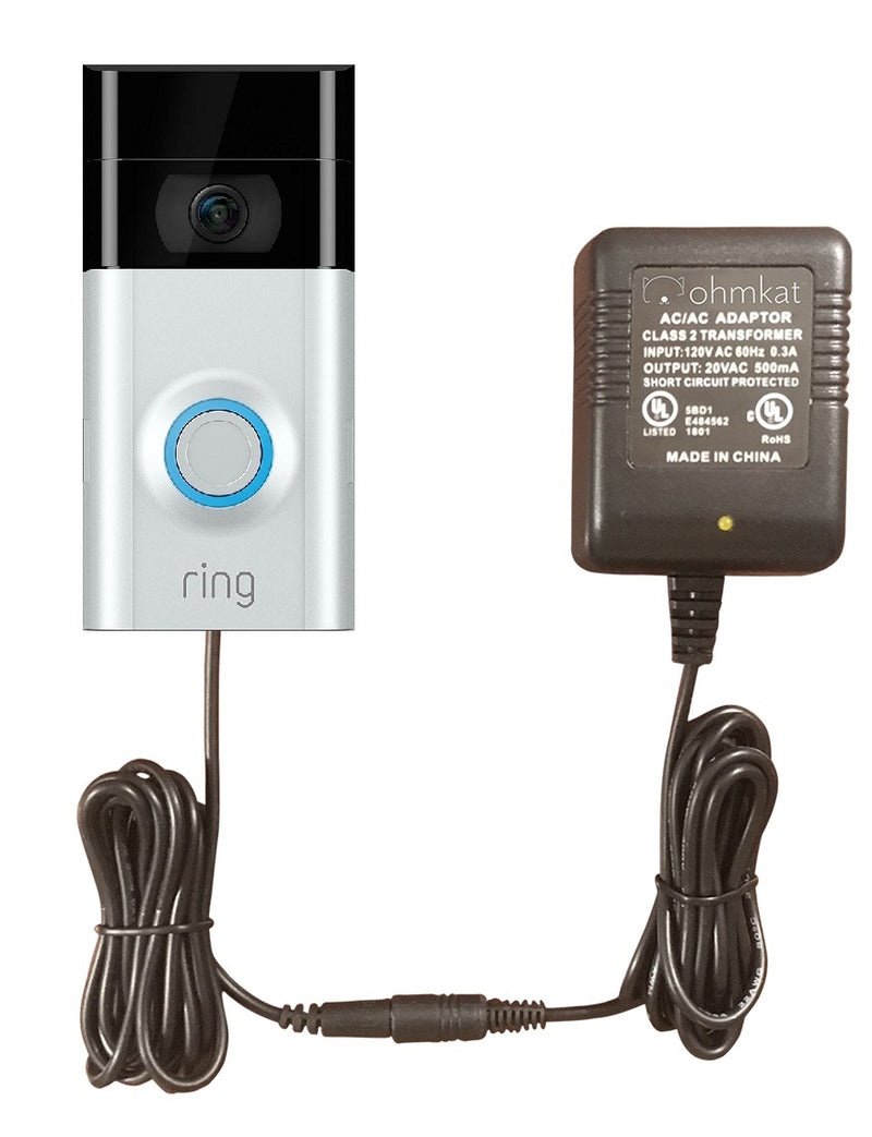 OhmKat Video Doorbell Power Supply - Compatible with Ring Video Doorbell 2 and Video Doorbell 3