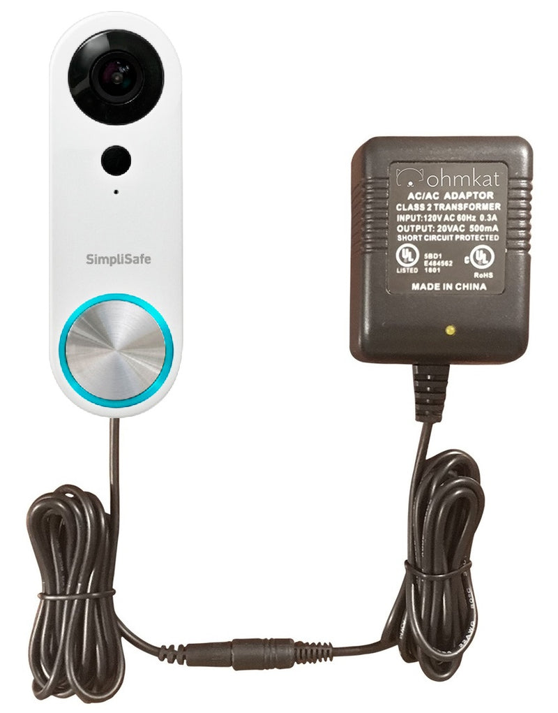 OhmKat Video Doorbell Power Supply - Compatible with SimpliSafe Pro Smart Wi-Fi Video Doorbell